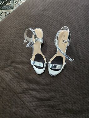 AND Silver Metallic Ankle-Strap Women's Sandals